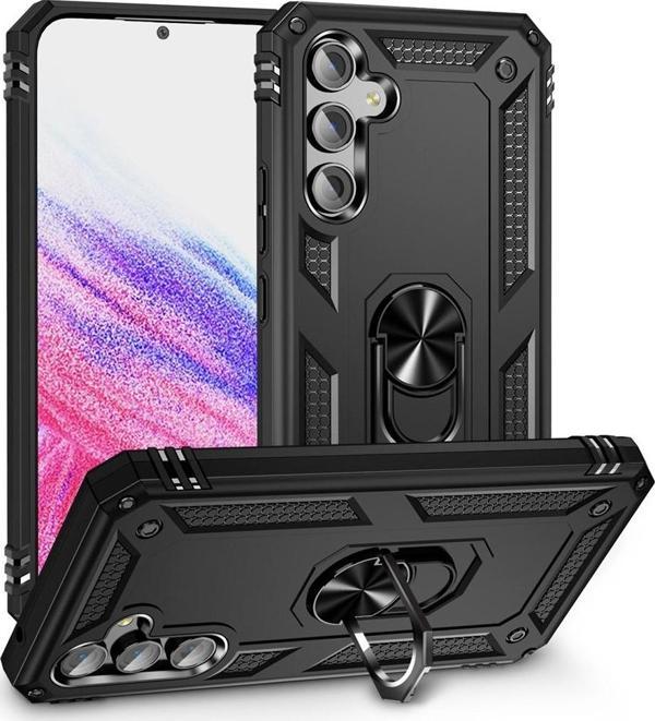 Samsung Galaxy A34 Uyumlu Kamera Korumalı Standlı Yüzüklü Tank Kılıf - Image 1
