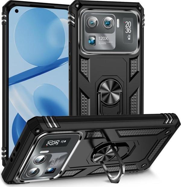 Xiaomi Mi 11 Ultra Uyumlu Kamera Korumalı Standlı Yüzüklü Tank Kılıf - Image 1