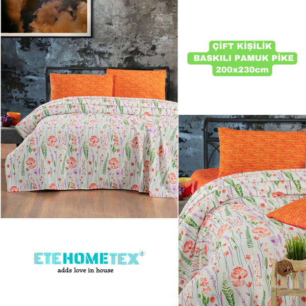 ETEHOMETEX ÇİFT KİŞİLİK BASKILI PAMUK PİKE BAHAR 8696474231842 - Image 1
