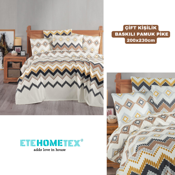 ETEHOMETEX ÇİFT KİŞİLİK BASKILI PAMUK PİKE COZA 8696474231840 - Image 1