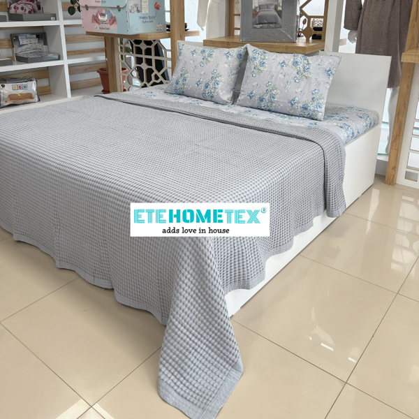ETEHOMETEX ÇİFT KİŞİLİK HAVUZLU PİKE TAKIMI GRİ 8696474231883 - Image 1