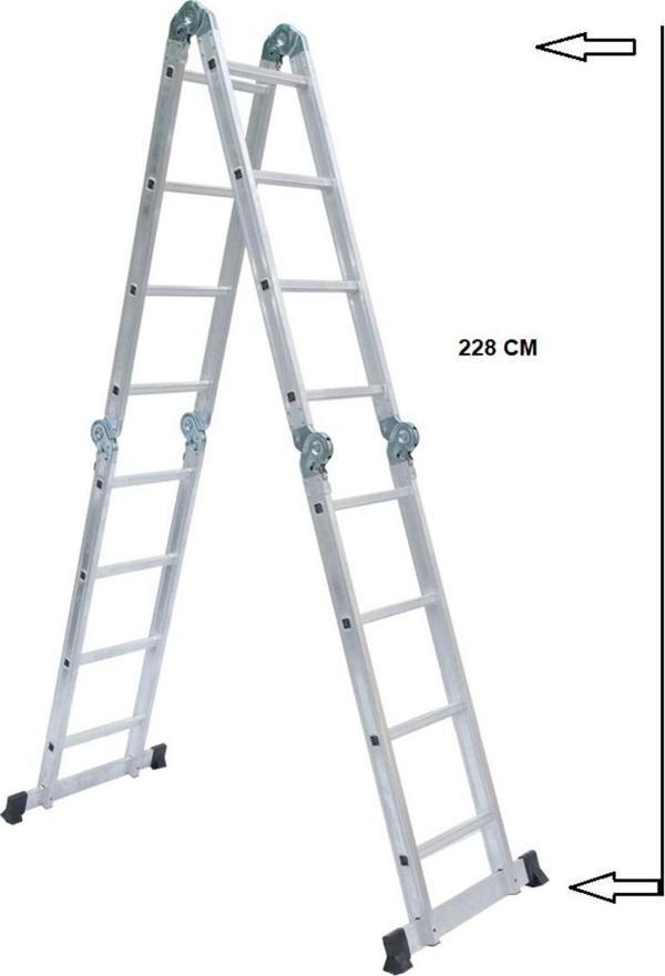 Beykon 4X4 ,16 Basamaklı 1,6 Mm Katlanır Çok Amaçlı Merdiven - Image 1