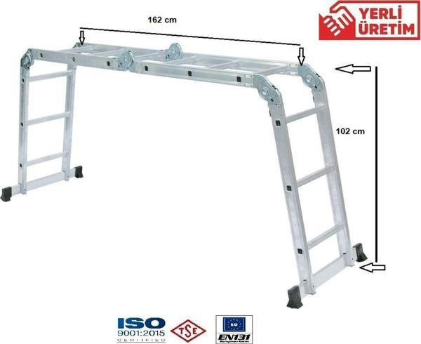 Beykon Madeni Eşya 1.6 Mm Katlanır Çok Amaçlı Merdiven 3,50 Mt - Image 1