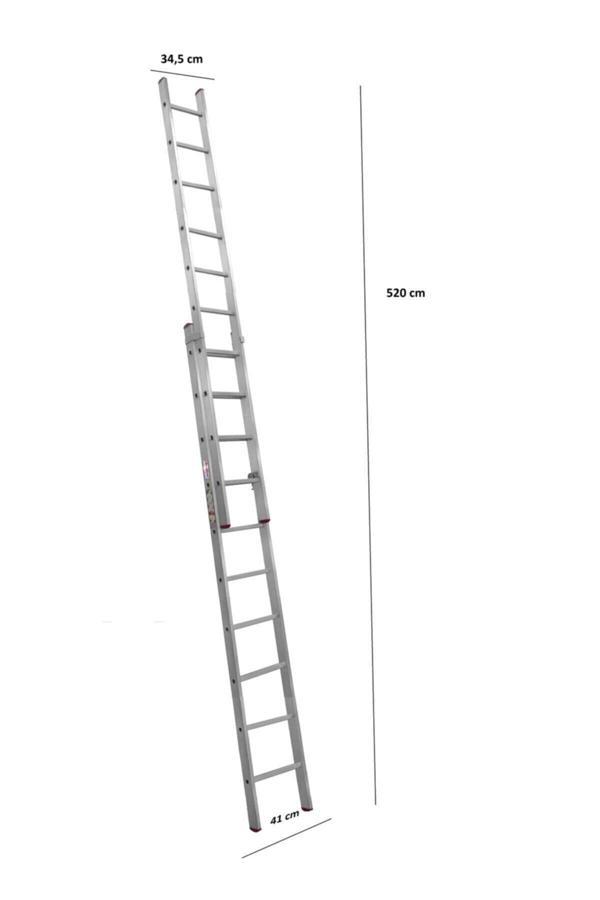 Beykon 3+3 Toplam 6 Metre Endüstriyel Alüminyum Sürgülü (Ptt) Merdiveni - Image 1