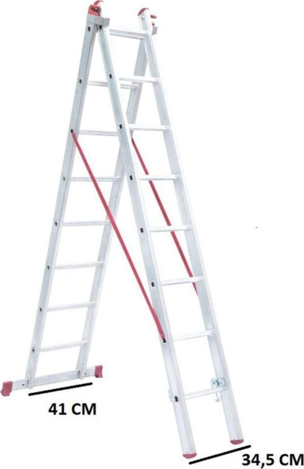 Beykon Madeni Eşya A Tipi 2X2 Toplam 4 Metre Sürgülü Endüstriyel Ptt Merdiveni - Image 1