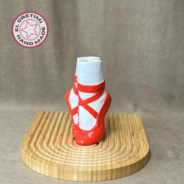 Uretti - Ayşe 7362 El Yapımı Balerin Ayakkabısı Dekoratif Biblo / Vazo - 15 x 9 Cm - Image 1