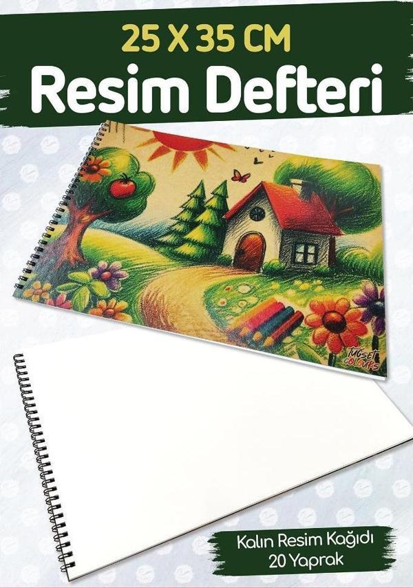 Resim Defteri Spiralli Kraft Karton Kapak 20 Yaprak 25x35 cm Büyük Boy -T1485 - Image 1