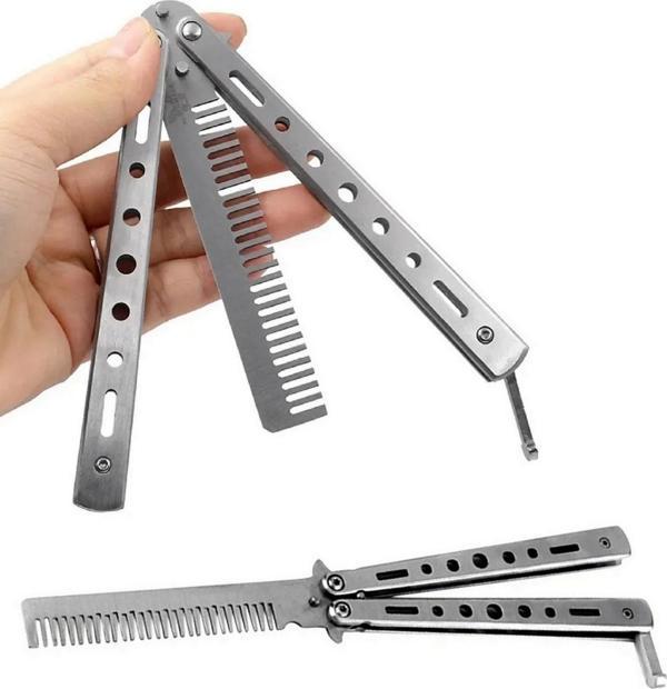 Metal Kelebek Şeklinde Çelik Tarak Saç Şekillendirici Tarak Taşınabilir - Gümüş Renk Kelebek Tarak - Image 1