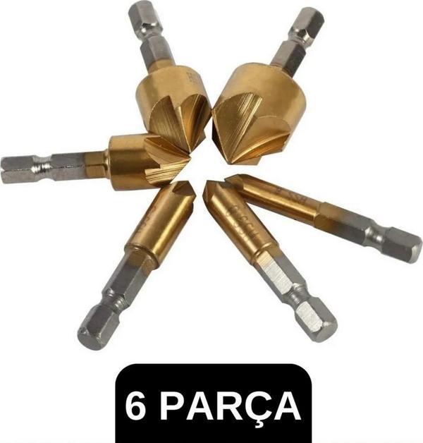 6 Parça Premium Titanyum Kaplama Bits Uçlu Kırılmaz A Kalite Paslanmaz Havşa Açma Matkap Uç Seti - Image 1