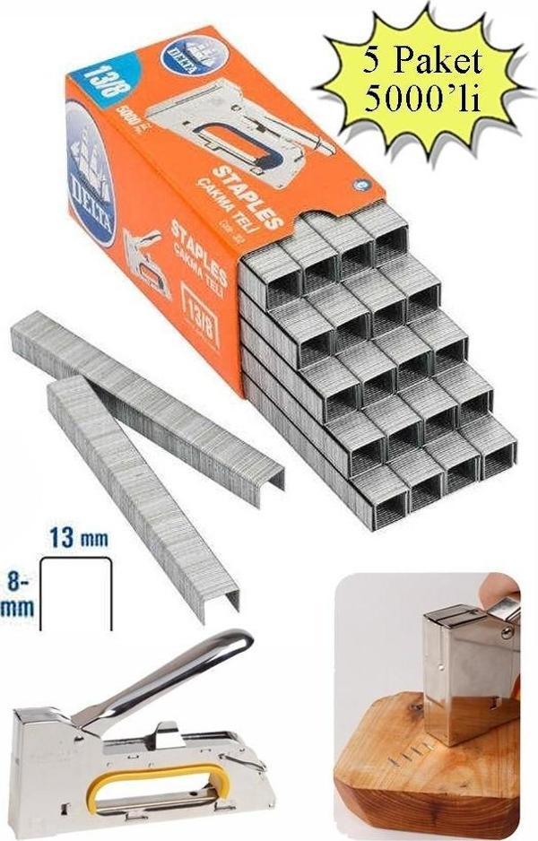 13/8 Zımba Teli 5000 li 5 Paket Delta 13-8 Zımba Tabancaları Patpat Otomatik Zımba Makinesi Çakma Teli - Image 1