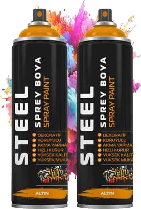 Altın Sarı Gold Sprey Boya 200 ml 2 Adet Hızlı Kuruyan Profesyonel Ahşap Plastik Demir Metal Cam Porselen Duvar Renkli - Image 1