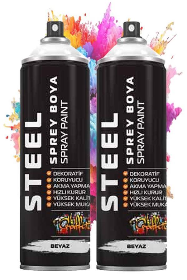 Beyaz Sprey Boya 200 ml 2 Adet Hızlı Kuruyan Profesyonel Ahşap Plastik Demir Metal Cam Porselen Duvar Renkli - Image 1
