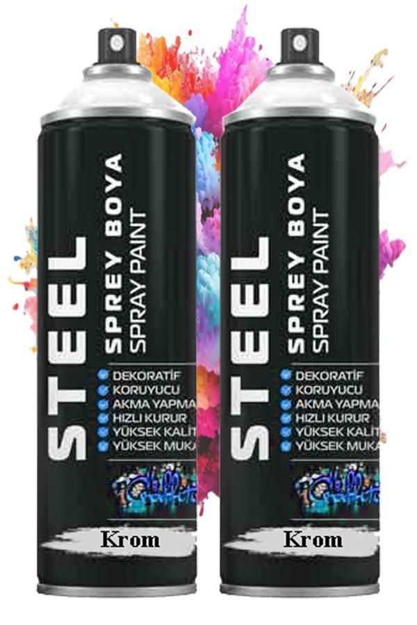 Gümüş Gri Sprey Boya 200 ml 2 Adet Hızlı Kuruyan Profesyonel Ahşap Plastik Demir Metal Cam Porselen Duvar Renkli - Image 1