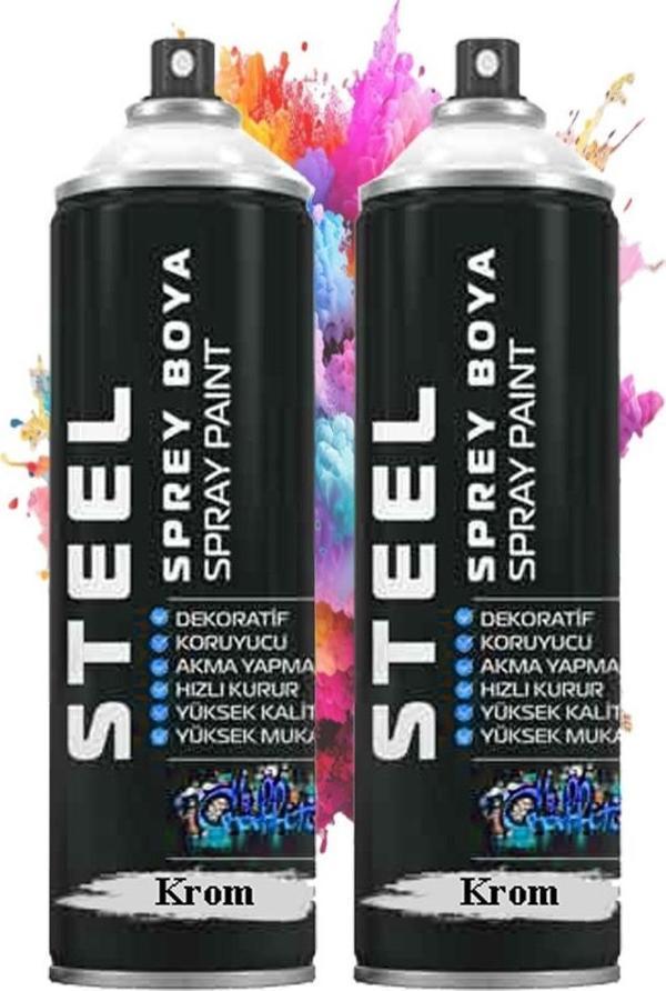 Gümüş Gri Sprey Boya 200 ml 2 Adet Hızlı Kuruyan Profesyonel Ahşap Plastik Demir Metal Cam Porselen Duvar Renkli - Image 1