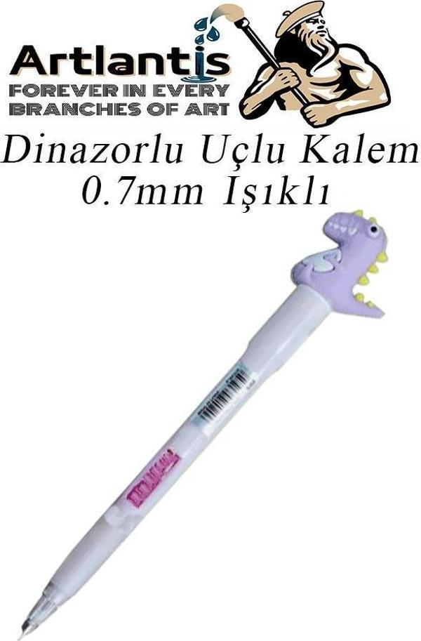 Işıklı Dinazor Uçlu Kalem 0.7 1 Adet Dinazor Başlıklı Versatil Kalem Süslü Silikonlu Hediyelik Kalem - Image 1