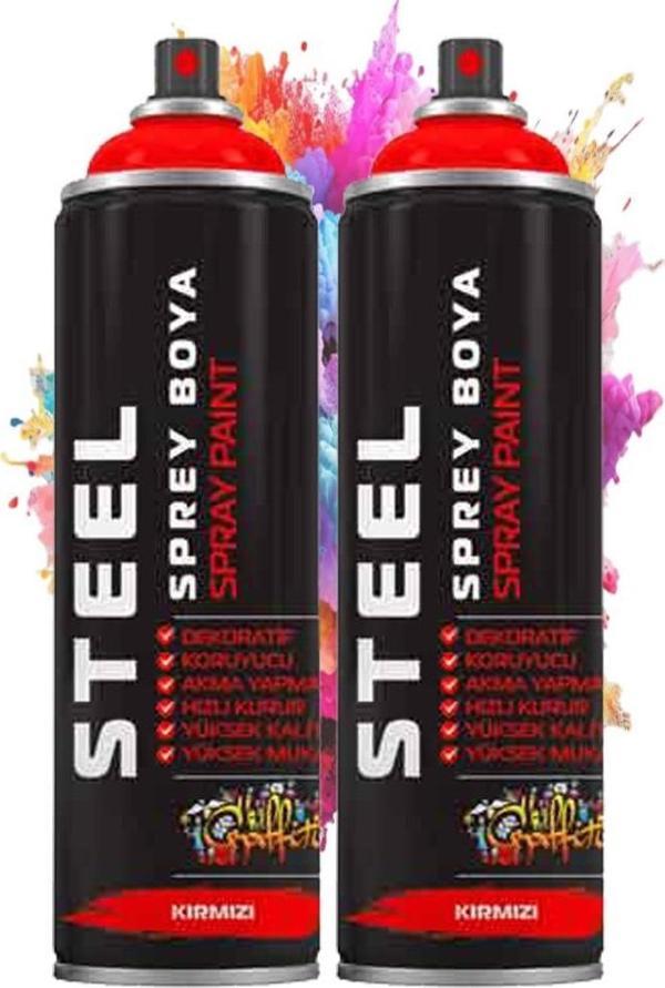 Kırmızı Sprey Boya 200 ml 2 Adet Hızlı Kuruyan Profesyonel Ahşap Plastik Demir Metal Cam Porselen Duvar Renkli - Image 1