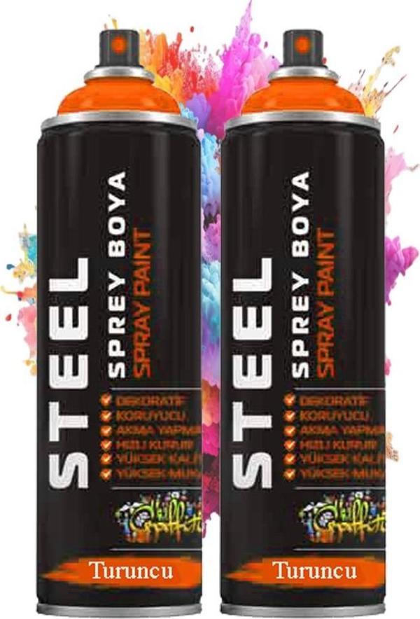 Turuncu Sprey Boya 200 ml 2 Adet Hızlı Kuruyan Profesyonel Ahşap Plastik Demir Metal Cam Porselen Duvar Renkli - Image 1