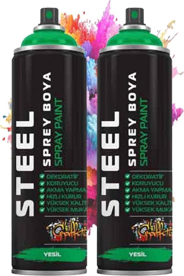 Yeşil Sprey Boya 200 ml 2 Adet Hızlı Kuruyan Profesyonel Ahşap Plastik Demir Metal Cam Porselen Duvar Renkli - Image 1