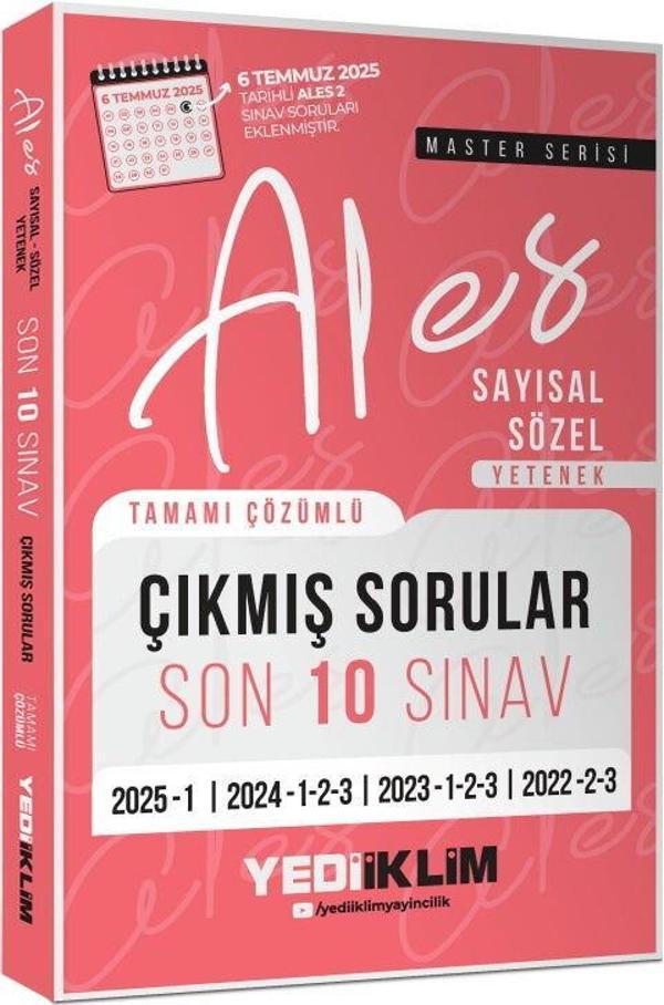 Yediiklim Yayınları ALES Master Serisi Sayısal Sözel Yetenek Tamamı Çözümlü Son 10 Sınav Çıkmış Sorular - Yediiklim Yayınları - Image 1