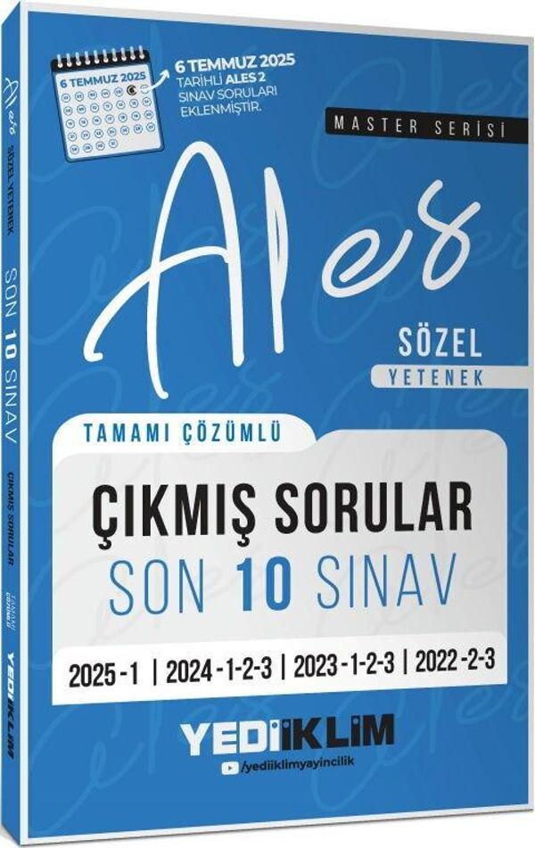 Yediiklim Yayınları ALES Master Serisi Sözel Yetenek Tamamı Çözümlü Son 10 Sınav Çıkmış Sorular - Yediiklim Yayınları - Image 1
