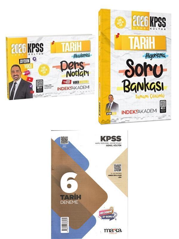 İndeks 2026 KPSS Tarih Video Ders Notu + Soru + Marka Tarih Deneme 3 lü Set Aydın Yüce - İndeks Akademi Yayıncılık - Image 1