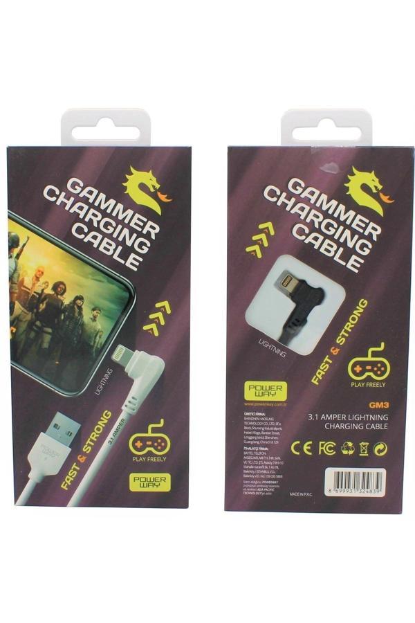 3.1a (iphone) Usb Örgülü Gaming Oyuncu Kablosu Powerway Gm3 - Image 1