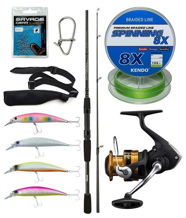 Yek Outdoor Spin Olta Seti Okuma Wave Power 8'0 2.44 cm 15-40 gr 2 Parça Spin Kamışı&Shimano Makina FX 4000 FC - Image 1