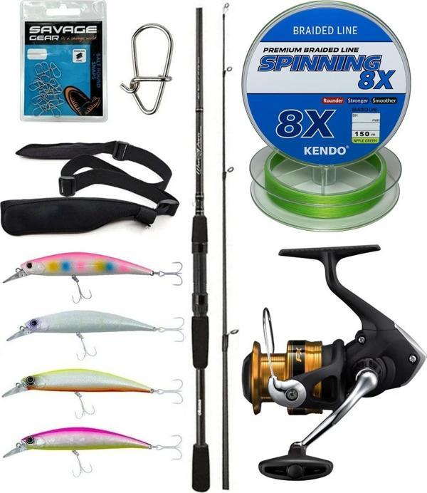 Yek Outdoor Spin Olta Seti Okuma Wave Power 8'0 2.44 cm 15-40 gr 2 Parça Spin Kamışı&Shimano Makina FX 4000 FC - Image 1