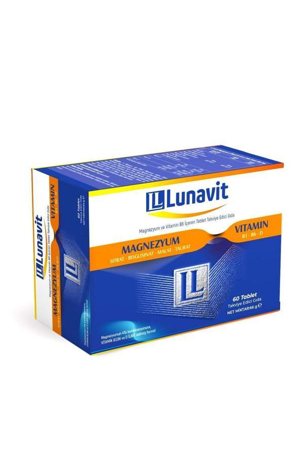 Lunavit Magnezyum Ve Vitamin B3,B6,D İçeren 60 Tablet - Image 1