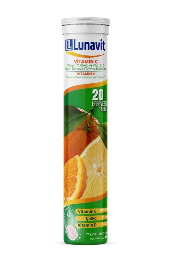 Lunavit Vitamin C Çinko Ve Vitamin D İçeren 20 Efervesan Tb. - Image 1