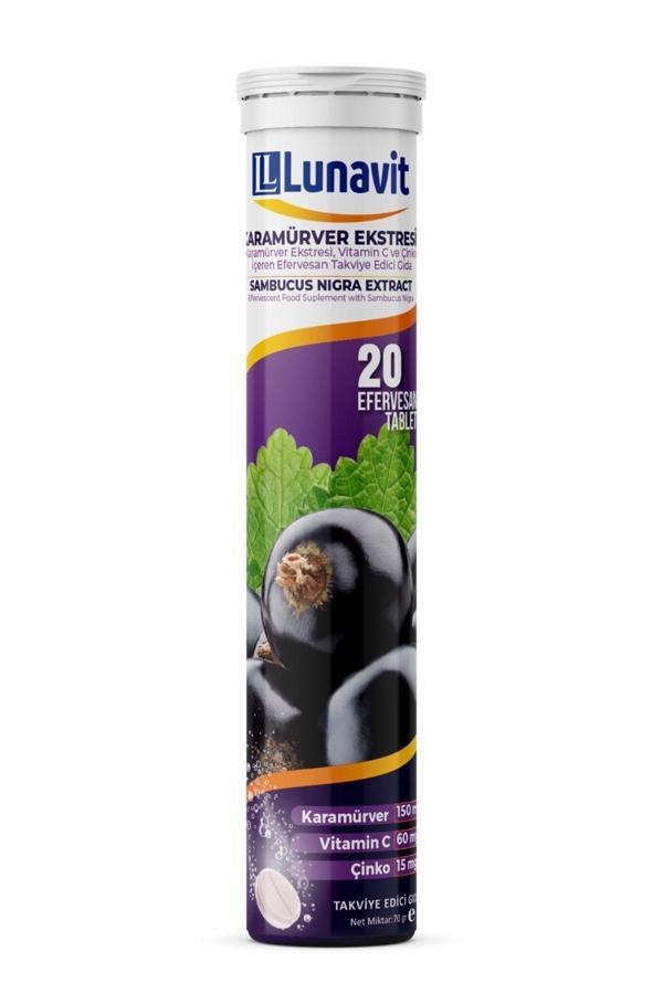 Lunavit Karamürver + Vit-C Çinko İçeren 20 Efervesan Tb - Image 1