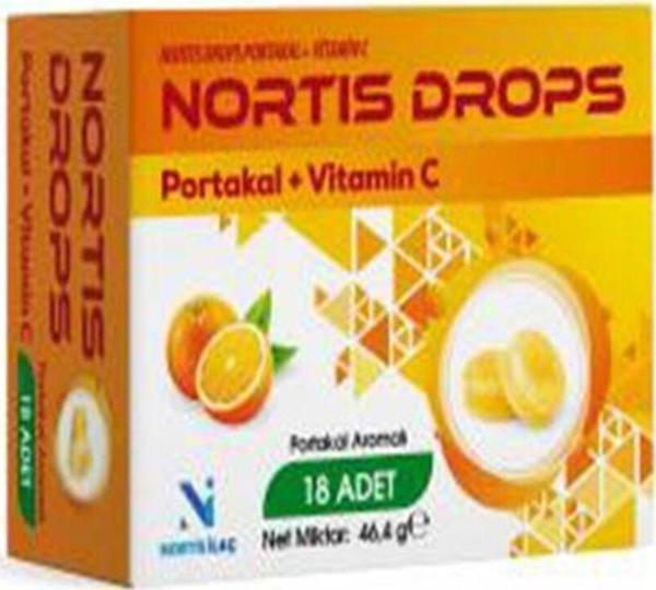 Nortis İlaç Drops Portakal Aromalı Vitamin C İçeren Pastil - Image 1