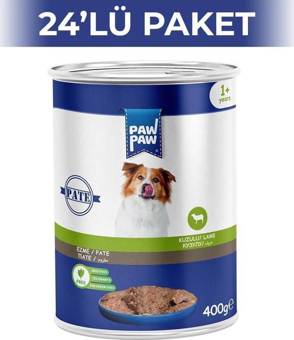 Paw Paw Pate Kuzulu Yetişkin Köpek Konservesi 400 gr 24 Adet - Image 1