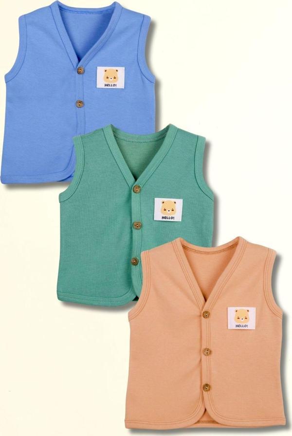 Beniizle Bebek Yelek 3'Lü Set %100 Organik Pamuk Yumuşak Doku Mevsimlik Unisex Yelek - Image 1