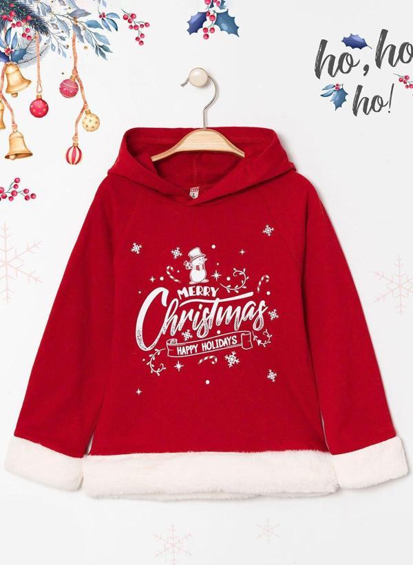 Beniizle Noel Baskılı Yılbaşı Temalı Kapüşonlu 2 İp Şardonlu  Çocuk Sweatshirt - Image 1