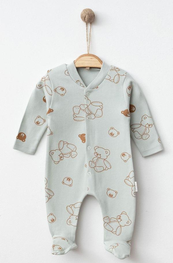 Beniizle Ayıcık Desenli Çıtçıtlı Patikli Unisex Tulum - Image 1