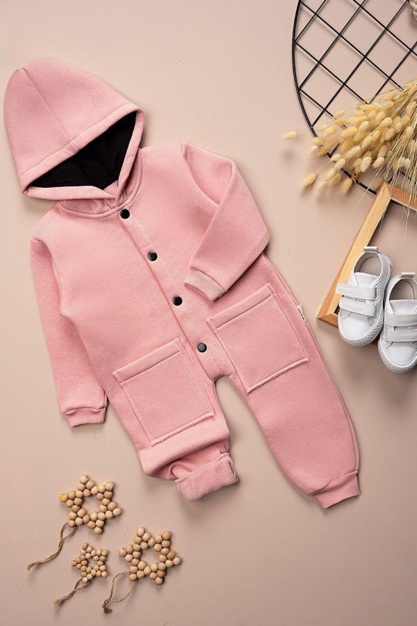 Beniizle Çocuk Kışlık 3 İplik Şardonlu Kapüşonlu Çift Cepli Çıtçıt Düğmeli Tulum - Image 1
