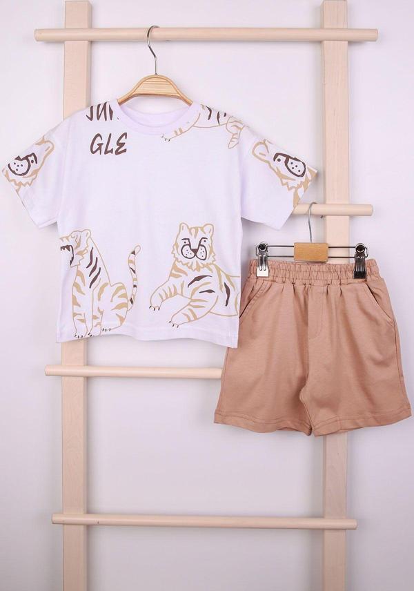 Beniizle Kaplan Baskılı Erkek Yazlık Alt Üst Şortlu Takım - Image 1