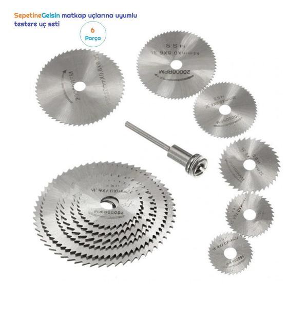 Sepetinegelsin Metal 6 Parça Mini Matkap Ucu Ahşap Kesme Yuvarlak Çelik Bıçak Disk Testere Seti Kiti - Image 1