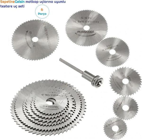 Sepetinegelsin Metal 6 Parça Mini Matkap Ucu Ahşap Kesme Yuvarlak Çelik Bıçak Disk Testere Seti Kiti - Image 1