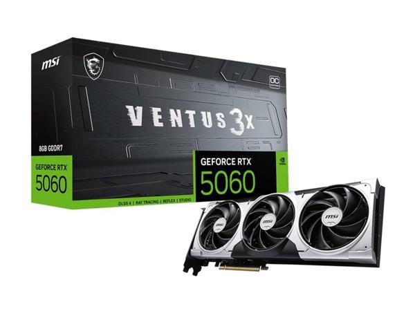 MSI GeForce RTX 5060 8GB VENTUS 3X OC GDDR7 128Bit DX12 Gaming (Oyuncu) Ekran Kartı - Image 1