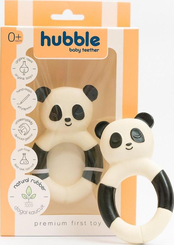 Hubble Bebek Diş Kaşıyıcı Ve Oyuncak - Panda Halkalı Şekilli Dişlik (%100 Doğal Kauçuk) - Image 1