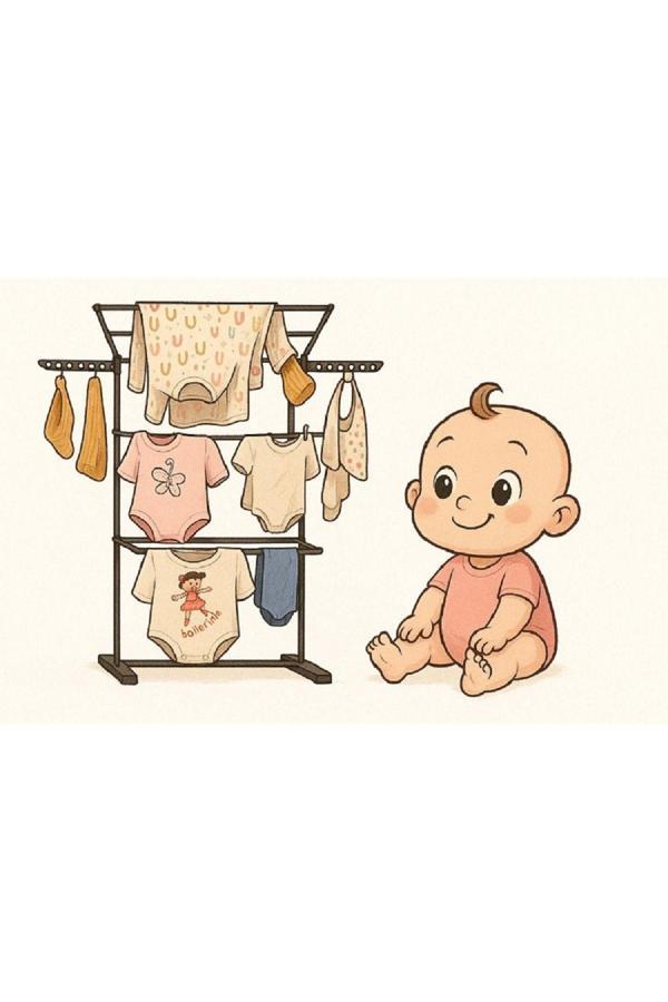 3 Katlı Bebek Çamaşır Kurutma Askısı - Image 1