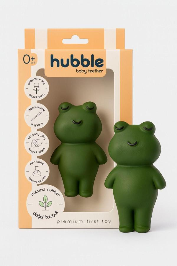 Hubble Bebek Diş Kaşıyıcı Ve Oyuncak - Kurbağa Şekilli Dişlik (%100 Doğal Kauçuk) - Image 1