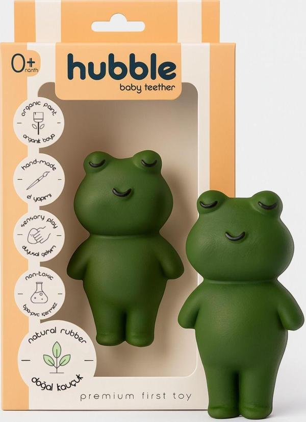 Hubble Bebek Diş Kaşıyıcı Ve Oyuncak - Kurbağa Şekilli Dişlik (%100 Doğal Kauçuk) - Image 1