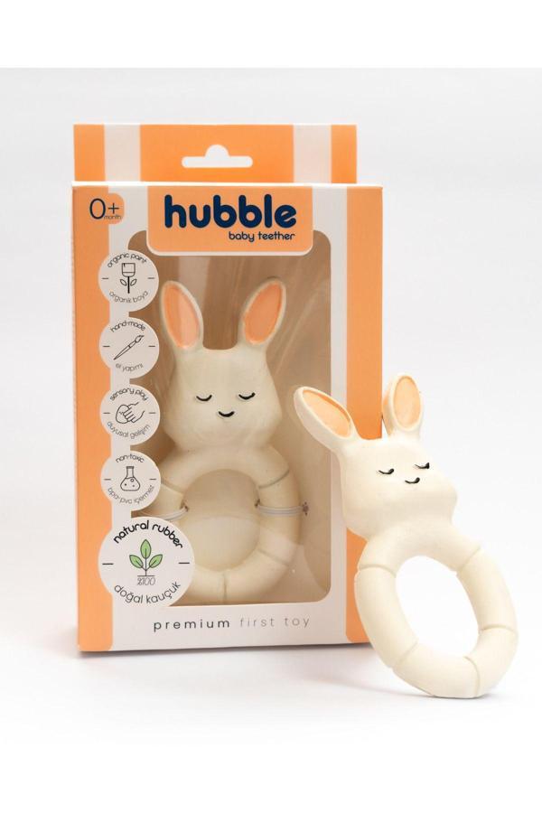 Hubble Bebek Diş Kaşıyıcı Ve Oyuncak - Tavşan Halkalı Şekilli Dişlik (%100 Doğal Kauçuk) - Image 1