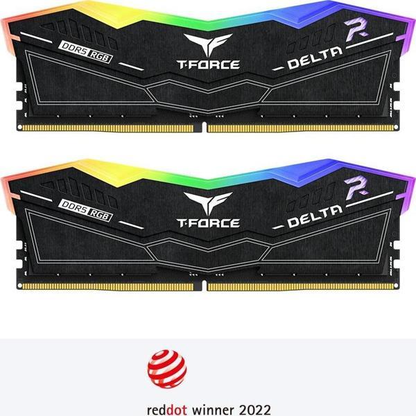 Team T-Force Delta RGB 32GB (2x16GB) 8000MHz CL38 DDR5 Siyah Gaming Ram (FF3D532G8000HC38DDC01) - Image 1