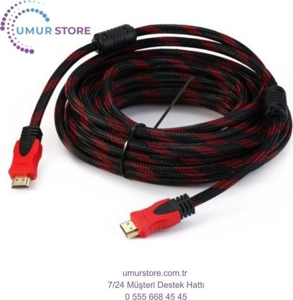 5 Metre Hasır Sargılı Altın Uçlu Hdmi Görüntü Kablosu 3D 14V - Image 1