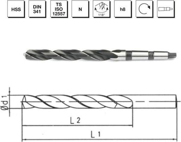 MTE Makina Takım 16.0  mm HSS DIN 341 Mors Konik Saplı Uzun Matkap Ucu - B00007301600 - Image 1