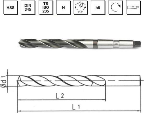 MTE Makina Takım 15.5 mm HSS DIN 345 Mors Konik Saplı Matkap Ucu - B00007401550 - Image 1